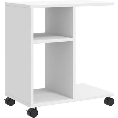 vidaXL Weißer Beistelltisch mit Rollen - Beistelltisch & Couchtisch vidaXL Weißer Beistelltisch mit Rollen - Beistelltisch & Couchtisch