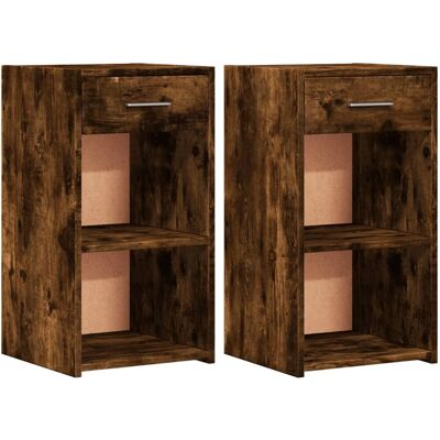 vidaXL Nachttisch - Gerookte Eiche - 2 Stück - Elegantes Design vidaXL Nachttisch - Gerookte Eiche - 2 Stück - Elegantes Design