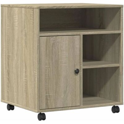 vidaXL Sonoma Oak Printer Stand with Wheels - Printer Table File Desk Organizer vidaXL Sonoma Oak Printer Stand with Wheels - Printer Table File Desk Organizer