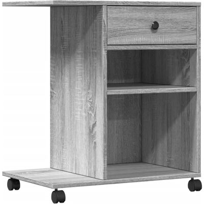 Soporte de impresora vidaXL gris Sonoma con ruedas - Mesa y organizador Soporte de impresora vidaXL gris Sonoma con ruedas - Mesa y organizador