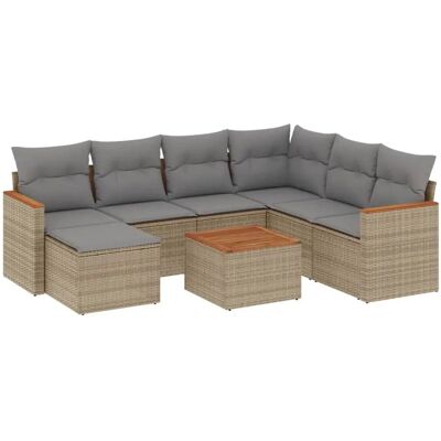 vidaXL 7-Tlg. Garten-Sofagarnitur Mit Kissen Beige Poly Rattan vidaXL 7-Tlg. Garten-Sofagarnitur Mit Kissen Beige Poly Rattan
