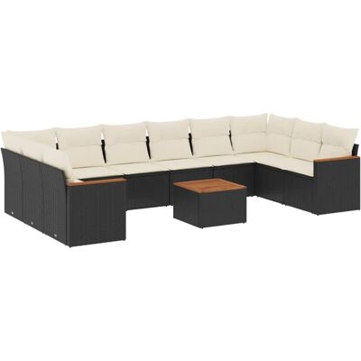 vidaXL Gartenmöbel-Set - Schwarz - 11-tlg. Sofa mit Kissen vidaXL Gartenmöbel-Set - Schwarz - 11-tlg. Sofa mit Kissen