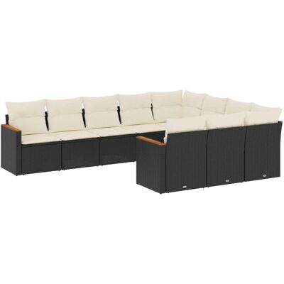 vidaXL 10-teilige Garten-Sofagarnitur - Schwarz vidaXL 10-teilige Garten-Sofagarnitur - Schwarz