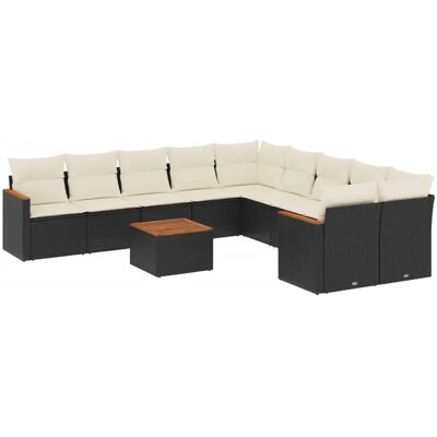 vidaXL Gartenmöbelset - Langlebiges PE-Rattan Schwarz und Creme vidaXL Gartenmöbelset - Langlebiges PE-Rattan Schwarz und Creme