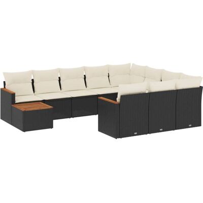 vidaXL Gartenmöbel-Set - Schwarz, Modular, Kissen, 11-tlg. vidaXL Gartenmöbel-Set - Schwarz, Modular, Kissen, 11-tlg.