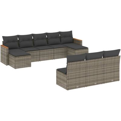 vidaXL 10-Tlg. Garten-Sofagarnitur Mit Kissen Poly Rattan - Gartenmöbel-Set vidaXL 10-Tlg. Garten-Sofagarnitur Mit Kissen Poly Rattan - Gartenmöbel-Set