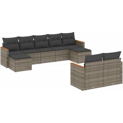 vidaXL Gartenmöbel-Set 9-tlg. Mit Kissen, Grau vidaXL Gartenmöbel-Set 9-tlg. Mit Kissen, Grau