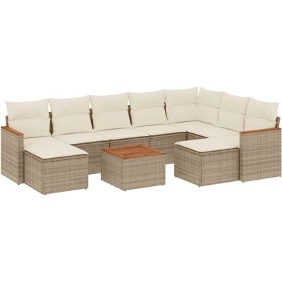 VidaXL Gartenmöbel-Set - Modular Beige Rattan 10 Stück VidaXL Gartenmöbel-Set - Modular Beige Rattan 10 Stück