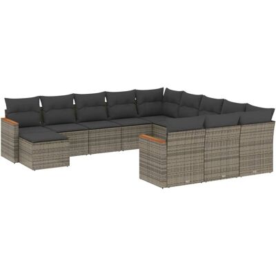 vidaXL Gartenmöbel-Set - Grau - 12-tlg. modulares Sofa vidaXL Gartenmöbel-Set - Grau - 12-tlg. modulares Sofa