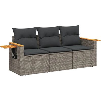 vidaXL Gartenmöbel-Set - Grau Polyrattan - 3er Sofa vidaXL Gartenmöbel-Set - Grau Polyrattan - 3er Sofa