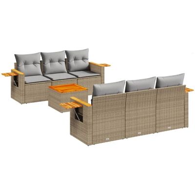 vidaXL Outdoor-Möbelset - Modularer Beigefarben Rattan - Gartensofa vidaXL Outdoor-Möbelset - Modularer Beigefarben Rattan - Gartensofa