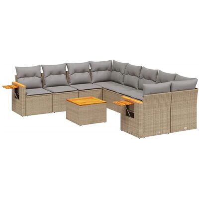 VidaXL Beiges Modulares Gartenset - 9-tlg. Sofa mit Kissen VidaXL Beiges Modulares Gartenset - 9-tlg. Sofa mit Kissen