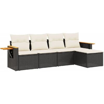 vidaXL Gartenmöbelset - Schwarz Beige 5-teilig, modulär vidaXL Gartenmöbelset - Schwarz Beige 5-teilig, modulär
