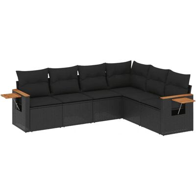 vidaXL Gartenmöbel-Set - Schwarz - 6-tlg. Sofa mit Kissen vidaXL Gartenmöbel-Set - Schwarz - 6-tlg. Sofa mit Kissen