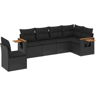 vidaXL 6-tlg. Garten-Sofagarnitur mit Kissen Schwarz - Modell 306410 vidaXL 6-tlg. Garten-Sofagarnitur mit Kissen Schwarz - Modell 306410