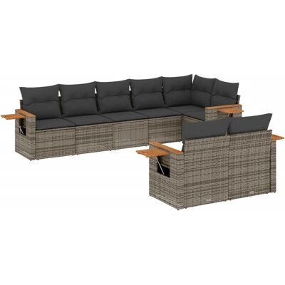vidaXL 9-Tlg. Garten-Sofagarnitur Mit Kissen Schwarz Poly Rattan vidaXL 9-Tlg. Garten-Sofagarnitur Mit Kissen Schwarz Poly Rattan