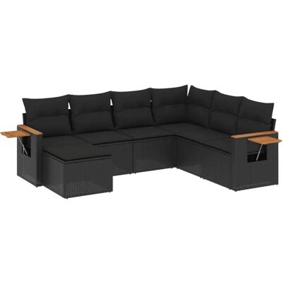 vidaXL 7-tlg. Garten-Sofagarnitur Schwarz - Ohn vidaXL 7-tlg. Garten-Sofagarnitur Schwarz - Ohn