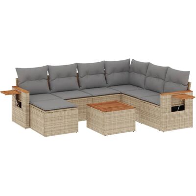 vidaXL Gartenmöbel-Set - 7-teiliges Beiges Rattan-Modulsofa vidaXL Gartenmöbel-Set - 7-teiliges Beiges Rattan-Modulsofa