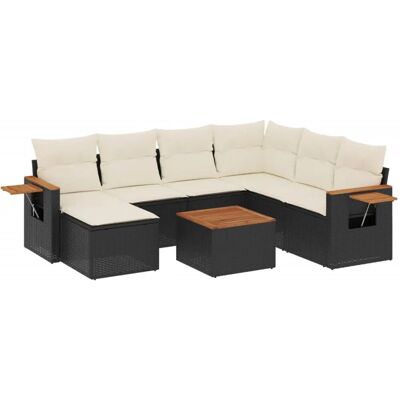 vidaXL 7-tlg. Garten-Sofagarnitur mit Kissen - Schwarz & Creme vidaXL 7-tlg. Garten-Sofagarnitur mit Kissen - Schwarz & Creme
