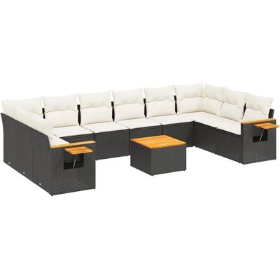 VidaXL Gartenset 11-tlg. Schwarz Creme - Gartenmöbel VidaXL Gartenset 11-tlg. Schwarz Creme - Gartenmöbel
