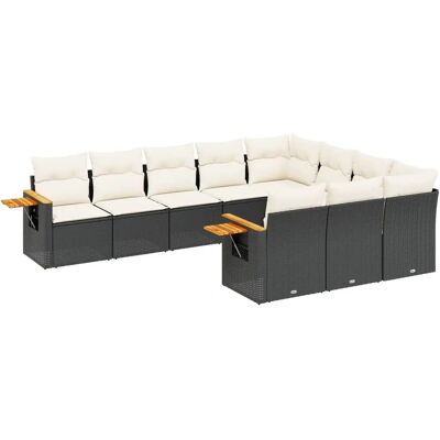VidaXL Garten-Sofagarnitur 11-tlg. Schwarz & Creme - Gartenmöbelset VidaXL Garten-Sofagarnitur 11-tlg. Schwarz & Creme - Gartenmöbelset