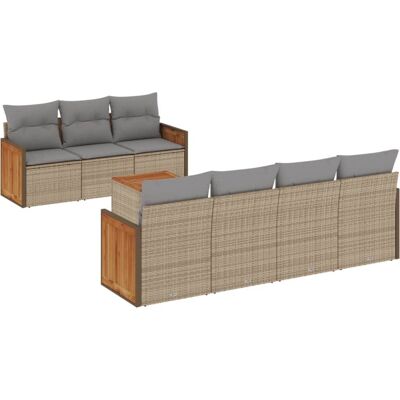 vidaXL 8-Tlg. Garten-Sofagarnitur Mit Kissen Beige Poly Rattan - Modular, Leicht vidaXL 8-Tlg. Garten-Sofagarnitur Mit Kissen Beige Poly Rattan - Modular, Leicht