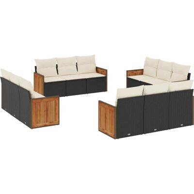 VidaXL Gartenmöbel-Set - Schwarz & Beige - 12-teilig VidaXL Gartenmöbel-Set - Schwarz & Beige - 12-teilig