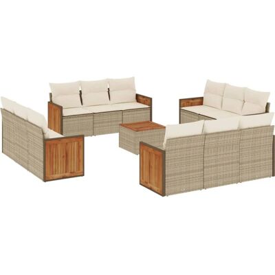 vidaXL Gartensofa-Set - Beige, 13-tlg., Modular vidaXL Gartensofa-Set - Beige, 13-tlg., Modular
