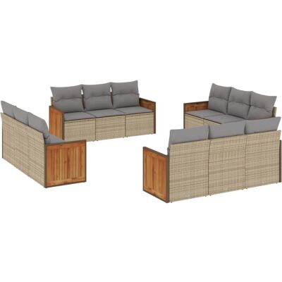 vidaXL Gartenmöbel-Set - Beige Poly Rattan - 13-tlg - Garten-Sofagarnitur vidaXL Gartenmöbel-Set - Beige Poly Rattan - 13-tlg - Garten-Sofagarnitur