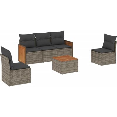 vidaXL 5-tlg. Garten-Sofagarnitur mit Kissen Beige - Grau Modell vidaXL 5-tlg. Garten-Sofagarnitur mit Kissen Beige - Grau Modell