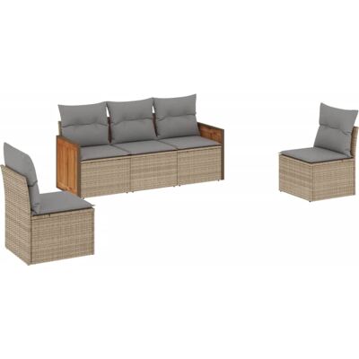 vidaXL Gartenmöbel-Set - Beige, 6-teilig - Garten-Sofagarnitur & Tisch vidaXL Gartenmöbel-Set - Beige, 6-teilig - Garten-Sofagarnitur & Tisch