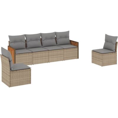 vidaXL 3227543 Gartenset - 6-teiliges Beige Rattanmöbel vidaXL 3227543 Gartenset - 6-teiliges Beige Rattanmöbel