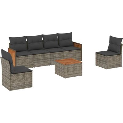 vidaXL 6-Tlg. Garten-Sofagarnitur Mit Kissen Beige Poly Rattan Grau vidaXL 6-Tlg. Garten-Sofagarnitur Mit Kissen Beige Poly Rattan Grau