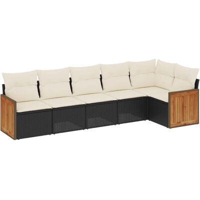 vidaXL 6-tlg. Garten-Sofagarnitur Mit Kissen Schwarz - Poly Rattan vidaXL 6-tlg. Garten-Sofagarnitur Mit Kissen Schwarz - Poly Rattan