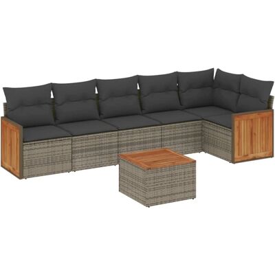 vidaXL 6-Tlg. Garten-Sofagarnitur Mit Kissen Schwarz Poly Rattan Farbe: Grau Modell vidaXL 6-Tlg. Garten-Sofagarnitur Mit Kissen Schwarz Poly Rattan Farbe: Grau Modell