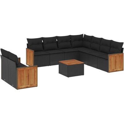 vidaXL 9-tlg. Garten-Sofagarnitur - Schwarz - 8 Stück vidaXL 9-tlg. Garten-Sofagarnitur - Schwarz - 8 Stück
