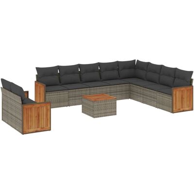 VidaXL Gartenmöbel-Set - Grau, 10-tlg. Modular-Lounge VidaXL Gartenmöbel-Set - Grau, 10-tlg. Modular-Lounge