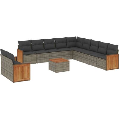 Conjunto de Sofás de Jardín en Gris de 11 Pzas con Ratán Sintético - VidaXL Conjunto de Sofás de Jardín en Gris de 11 Pzas con Ratán Sintético - VidaXL