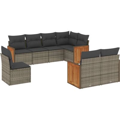 vidaXL 8-Tlg. Garten-Sofagarnitur Mit Kissen Beige Poly Rattan - Grau - Gartenmöbelset vidaXL 8-Tlg. Garten-Sofagarnitur Mit Kissen Beige Poly Rattan - Grau - Gartenmöbelset