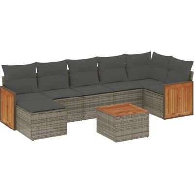 vidaXL 8-tlg. Garten-Sofagarnitur mit Kissen - Grau - 7 Plätze vidaXL 8-tlg. Garten-Sofagarnitur mit Kissen - Grau - 7 Plätze