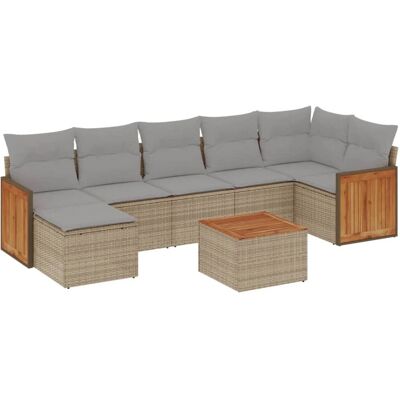 vidaXL 8-tlg. Gartenmöbel-Set aus Polyrattan Beige vidaXL 8-tlg. Gartenmöbel-Set aus Polyrattan Beige