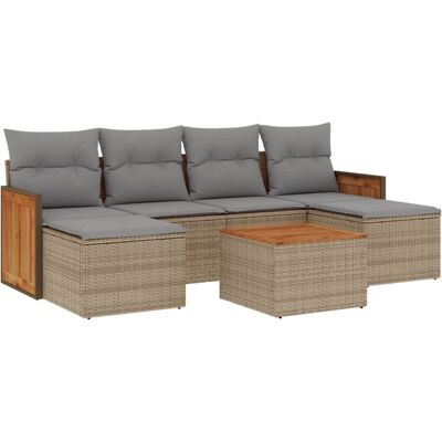 vidaXL 6-teiliges Garten-Sofagarnitur mit Kissen - Beige vidaXL 6-teiliges Garten-Sofagarnitur mit Kissen - Beige
