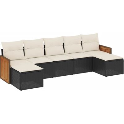 vidaXL 7-Tlg. Garten-Sofagarnitur mit Kissen - Schwarz & Creme vidaXL 7-Tlg. Garten-Sofagarnitur mit Kissen - Schwarz & Creme