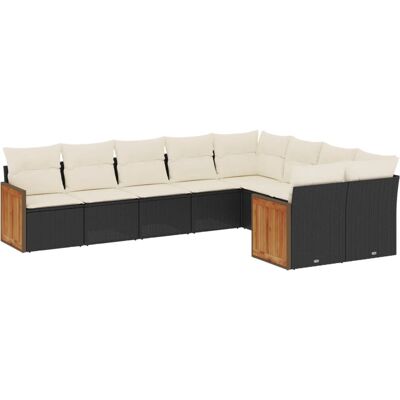 VidaXL Outdoor-Möbelset - Modulares Schwarz & Creme - Garten-Sofagruppe 8+1 Stück VidaXL Outdoor-Möbelset - Modulares Schwarz & Creme - Garten-Sofagruppe 8+1 Stück