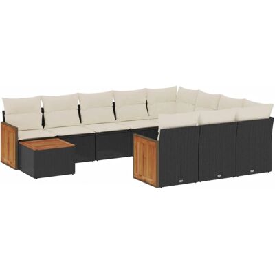 vidaXL 11-Tlg. Garten-Sofagarnitur Mit Kissen Schwarz Poly Rattan - Gartenmöbel-Set vidaXL 11-Tlg. Garten-Sofagarnitur Mit Kissen Schwarz Poly Rattan - Gartenmöbel-Set