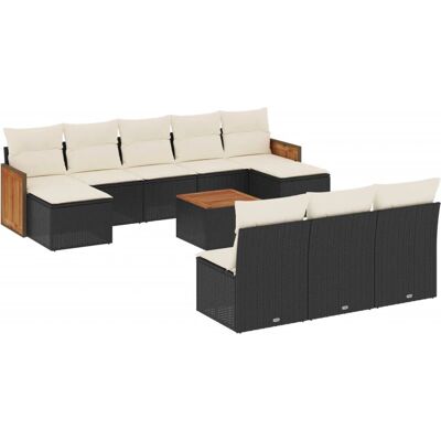 vidaXL Gartenset 11-tlg. Schwarz - Modularer Tisch & Kissen vidaXL Gartenset 11-tlg. Schwarz - Modularer Tisch & Kissen