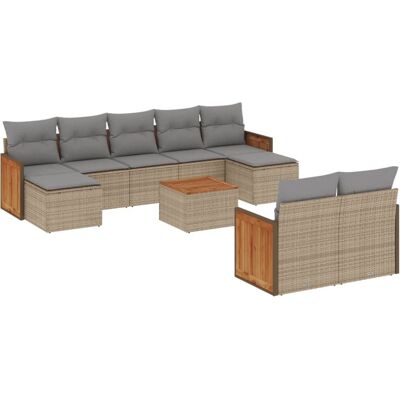 vidaXL Gartenmöbel-Set - Beige - Poly Rattan - 10-teilig vidaXL Gartenmöbel-Set - Beige - Poly Rattan - 10-teilig