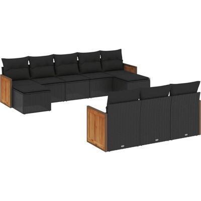 vidaXL Gartenmöbel-Set - Schwarz 10-teiliges moduläres Sofa-Set vidaXL Gartenmöbel-Set - Schwarz 10-teiliges moduläres Sofa-Set