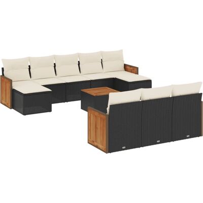 vidaXL 10-tlg. Garten-Sofagarnitur mit Kissen - Schwarz vidaXL 10-tlg. Garten-Sofagarnitur mit Kissen - Schwarz