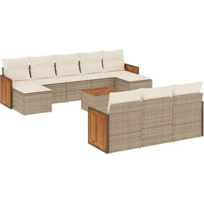 VidaXL Gartenmöbel-Set - Beige - 11-tlg. Garten-Sofagarnitur mit Kissen VidaXL Gartenmöbel-Set - Beige - 11-tlg. Garten-Sofagarnitur mit Kissen